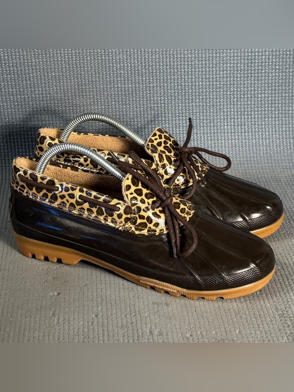 Sperry Top Sider Women's Waterproof Rubber Boot Leopard Print Size 9